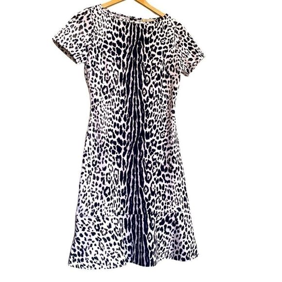 MICHAEL KORS Snow Leopard Print Flounce Dress XS - Picture 1 of 6